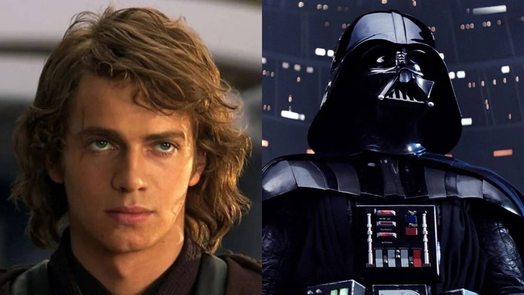 Anakin Skywalker, caballero Jedi (izquierda); Darth Vader, lord Sith (derecha)